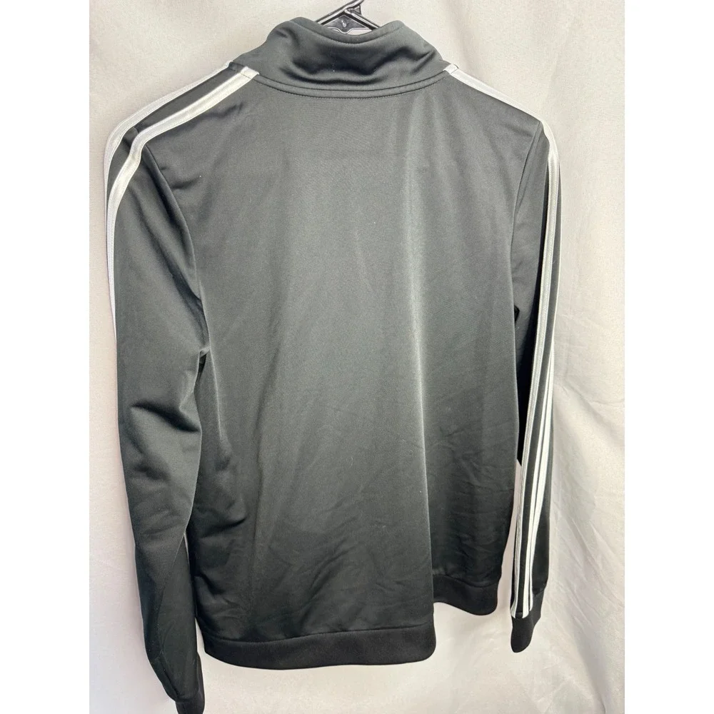 Adidas Boys XL 18/20 Track Jacket Black White 3 Stripe Full Zip Athletic Logo